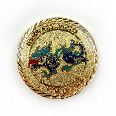 China Custom Sandblasting Dragon Design Soft Enameled Souvenir Coin for sale