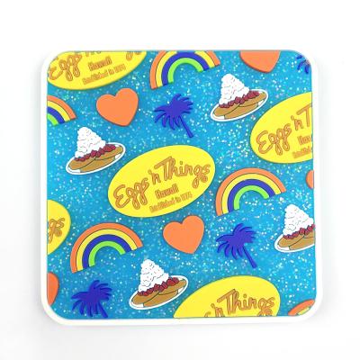 China Custom Promotional Pvc Rubber Coaster With Glitter for sale