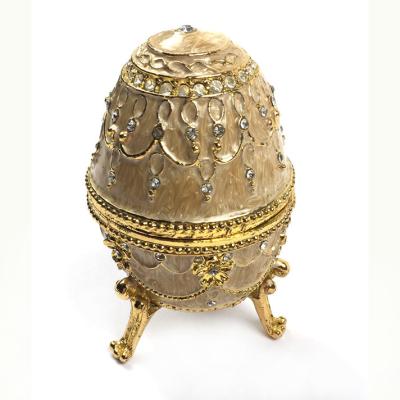 China Elegant Egg Shaped Rhinestone Jewelry Box With Velvet Lining for sale