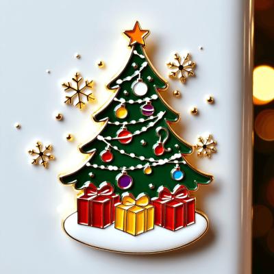 China Festive Christmas Tree Fridge Magnet with Snowflakes and Gifts for sale