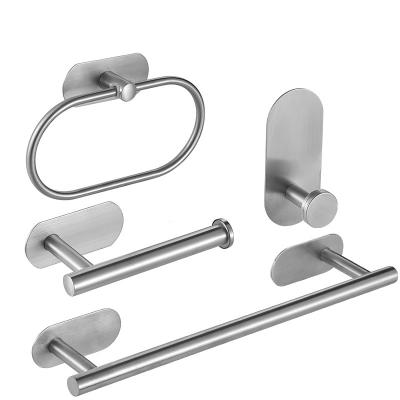 China NEW 4 PCS WESDA Modern Bathroom Hardware Set Wall Mounted Brushed Nickel Towel Rack Stainless Steel Towel Rack Bathroom Accessories Set for sale