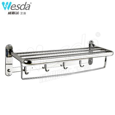 China Modern 304 Stainless Steel Bathroom Folding Towel Rack Hangers Is Easy To Install for sale