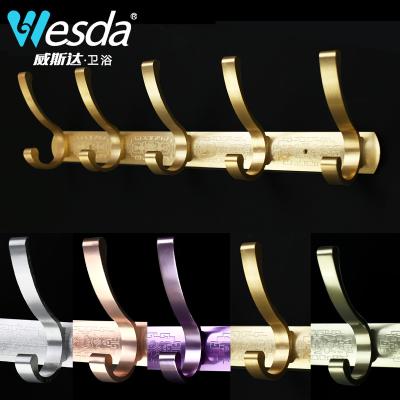 China WESDA 2021 Modern Color Coat Hanger Door Hook Hang Space Defending Aluminum Bath D091 for sale