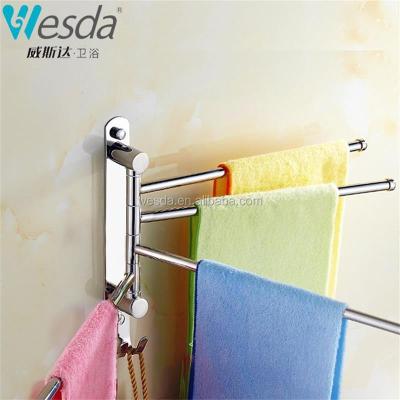 China Modern wesda mobile towel rod with hook rotating towel rack bathroom hang four bipolar for sale