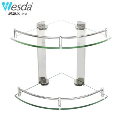 China Wesda modern bathroom glass shelf, corner shelf C026 for sale