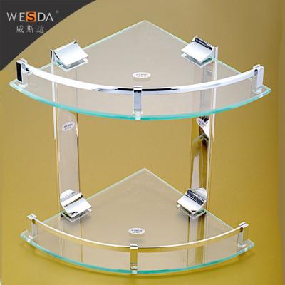 China High Quality Corner Wall Glass Shelf Stainless Steel Glass Shelf (C020) for sale