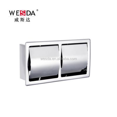 China WESDA 2021 Eco-friendly New Design Silver Luxury Recessed Toilet Paper Holder For Buildings for sale