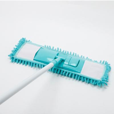 China Large And Blue Cloth Chenille Easy Life Floor Cleaning Mop Flat Mop For Wet And Dry Floor for sale