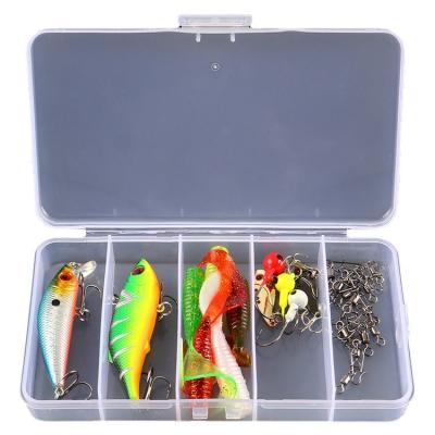 China Lure Set Sea Fishing Fishing Set Minow Bait Soft Bait Reel Tail Lead Hook Swivel Hard Plastic Box Set for sale