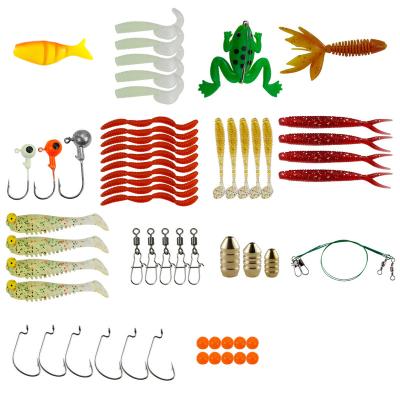 China Fishing Lure Set Fishing Tackle Kit Fishing Tackle Wobbler Spoon Multi Colors Lure 61pcs/set Artificial Metal Mixed Plastic Groundbait Soft PESCA Peche for sale