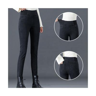 China Long Lasting Women Plus Size High Waisted Stretch Skinny Gaiters Regular Ladies Jeans for sale