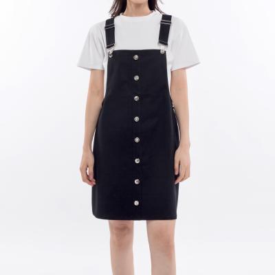 China Hot Sale Button Front Sleeveless Suspender Corduroy Breathable Mini Skirt Dress Women Suspender Jumpsuit Overall for sale