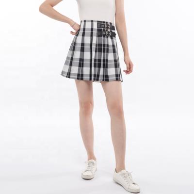 China New Casual Short Plaid Skirt A-line Anti-indicating Pleated Breathable Women Clothing Girls High-Waisted Skirt for sale