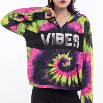 China QUICK DRY Custom Anorak Print Dye Tie Dye Polyester Factory Fashion Factory Casual Women's Sweatshirts Sweatshirts for sale