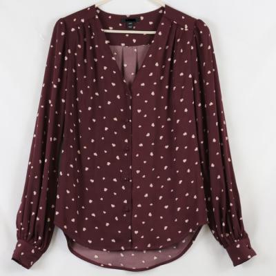 China Anti-pilling Polka Dot Printed Women Chiffon Long Sleeve V-Neck Stretch Office Lady Office Lady Blouse for sale