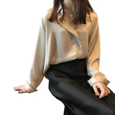 China 2021Fashional Office Shirt Lady Satin High Quality Elegant Women Tops Shirts Fashionable Blouse Anti-Shrink for sale