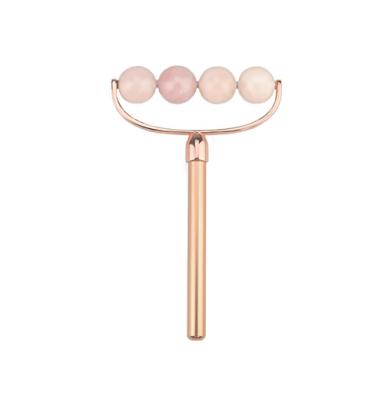 China Natural Rose Quartz Rose Quartz Body Roller with Metal Handle for sale