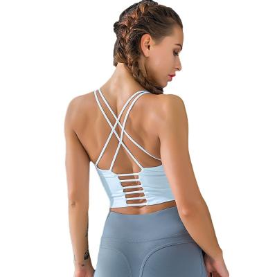 China 2022 New Design High Quality Breathable Spandex Fitness Yoga Wear Gym Workout Custom Nylon Adjustable Strap Sports Bra For Women for sale