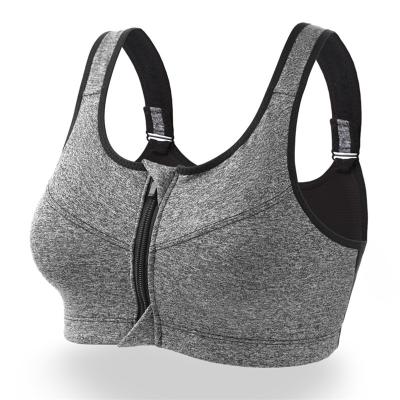 China Factory Wholesale Professional Sports High Strength Four Tier Shockproof Bra Breathable Without Steel Ring Front Zipper Sports Underwear for sale