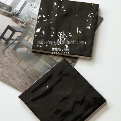 China Modern Multi color small size subway tile ceramic rectangle square black glazed wall tile 5.2x5.2 inch for sale