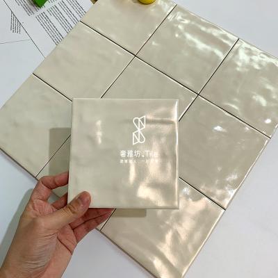 China Modern New Bathroom Shower Kitchen Backsplash High Glossy Glazed White Small 120x120mm Subway Square Handmade Ceramic Wall Tiles for sale