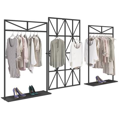 China Curtain Clothing Store Shelf Display Rack Hanger Women's Clothing Rack Decoration for sale