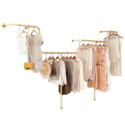 China Curtain Store Clothes Rack Wall Mounted Metal Clothing Pipe Commercial Garment Rack For Hanging Clothes for sale