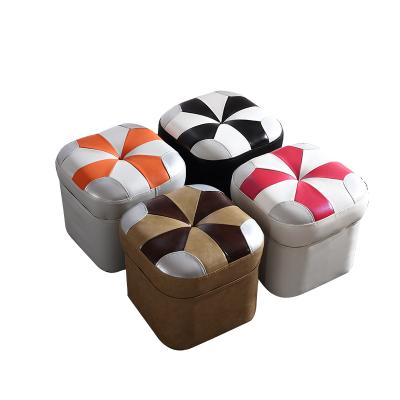 China Genuine Sofa Stool Footstool Top Quality (Size) Living Room Adjustable European Style Pouf Around Small Ottoman Leather for sale