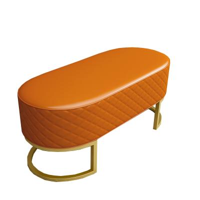 China (Height) Adjustable Leather Round Footstool Lounge Stool Stool With Gold Finished for sale