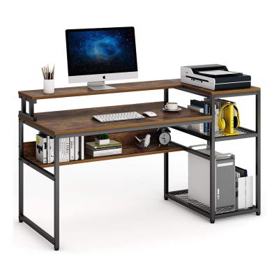 China Industrial Large Computer Desk Home Office Computer Desk Writing Table Workstation Desk with Printer Stand for sale