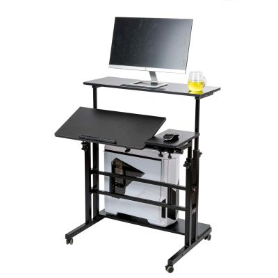 China Adjustable Rolling Table (Height) Laptop Cart for Standing or Sitting, Adjustable Laptop Desk Movable Stand with Wheels for sale