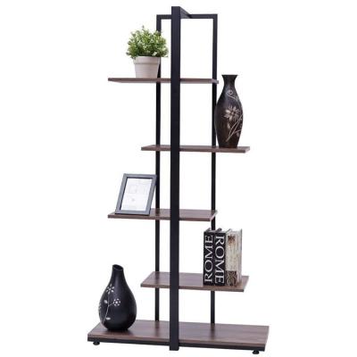 China Decorative Industrial Metal Wood Ladder Book Shelves (Size) Design 5 Tier Modern Antique Wood Bookcase Adjustable Metal Industrial Book Shelves for sale