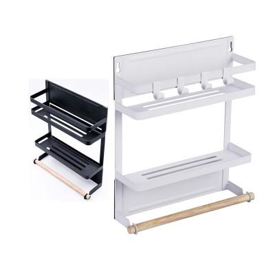 China High Quality Universal Magnetic Side Stocked Kitchen Refrigerator 2 Layer Storage Shelf Holder for sale