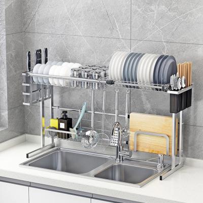 China Hot Popular New Design Stainless Steel Kitchen Set Bowl Knife Durable Black Coating Organizer Dish Drying Rack Adjustable Dish Rack for sale