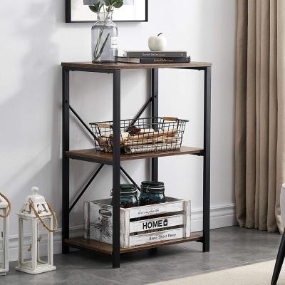 China Bedside Sofa Table Side Tables for Living Room, End Table with Storage Shelves, Industrial Metal and Wooden Nightstand Telephone Table for sale