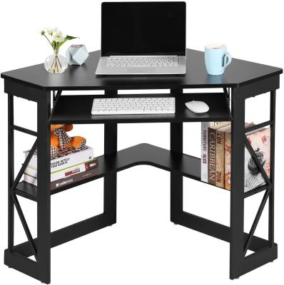 China Corner Home Office Furniture Computer Desk Writing Sleek Tray And Keyboard Storage Shelves , Home Office Compact Table for sale