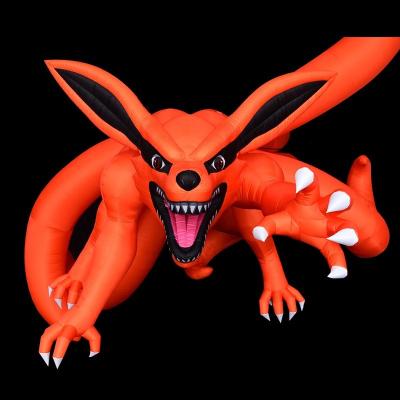 China High Quality Oxford Cloth Customized Movie Cartoon Character Inflatable Fox With Nine Tails For Show Giant Inflatable Cartoon Fox for sale