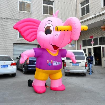 China High Quality Oxford Cloth Customized Inflatable Cartoon Weightlifting Animal Elephant For Decoration Good Price Pink Elephant Cartoon Inflatable Mascot for sale