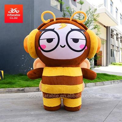 China Plush Cartoon Costume Giant Advertising Custom Huge Inflatable Cartoon Mascot Big Yellow Bee Costume For Adult for sale