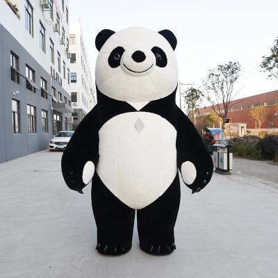 China Crystal Fabric Super Soft Custom Inflatable Plush Cartoon Panda, Custom Inflatable Plush Panda Bear, Inflatable Panda Costume for sale