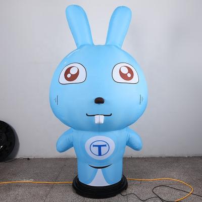 China 210D Oxford Cloth Inflatable Cute Blue Advertising Rabbit Lamp , Outside Inflatable Lighting Inflatable Column for sale