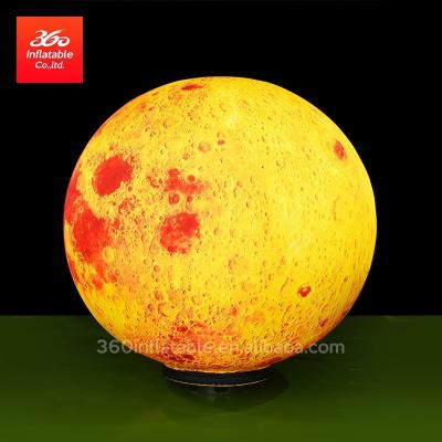 China Outdoor Advertising Oxford Cloth Statue Inflatable Balloon Light Ground Model Inflatable Moon Ball With Led For Event Decoration for sale