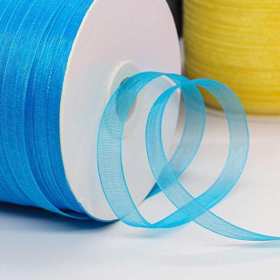 China Factory wholesale 1cm 10mm solid color organza ribbon eco-friendly pure silk roll for decoration manufacturer for sale