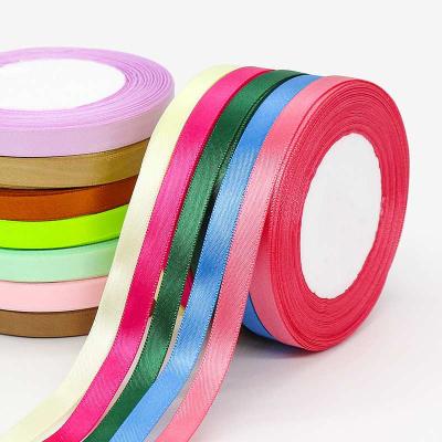 China Wholesale Solid Color Viable Multicolor 2.5cm 1 Inch Single Face 100% Polyester Ribbon For Flower Gift Wrapping Ribbon Apparel Label for sale