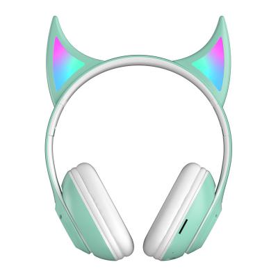 China Best Selling Foldable Cat Ear Wireless BT Earphone 2022 LED Light with Microphone for Kids Girls Boys PC Laptop Mobile Tablet for sale