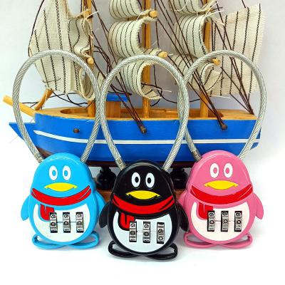 China Cute Penguin Shape Lock 3 Digit Penguin Combination Lock Number Cable Padlock Small For Travel Luggage Bag Kids School Supplies Promotional Gift for sale