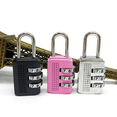 China Mini 3 Digit Small Luggage Combination Lock Number Code Zipper Padlock Zinc Alloy For Travel Bag Suitcase for sale