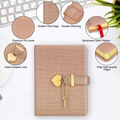 China Spiral Leather Diary Diary Notebook Lock Heart Personal Travel Notebook with Lock and Key for sale