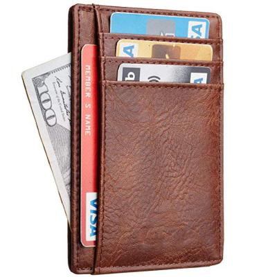 China High qulity fashion PU credit card leather slim minimallst holder front pocket wallet for money clip for sale