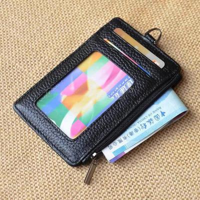 China 2018 latest fashion popular portable zipper closure top layer real leather custom card holder for sale